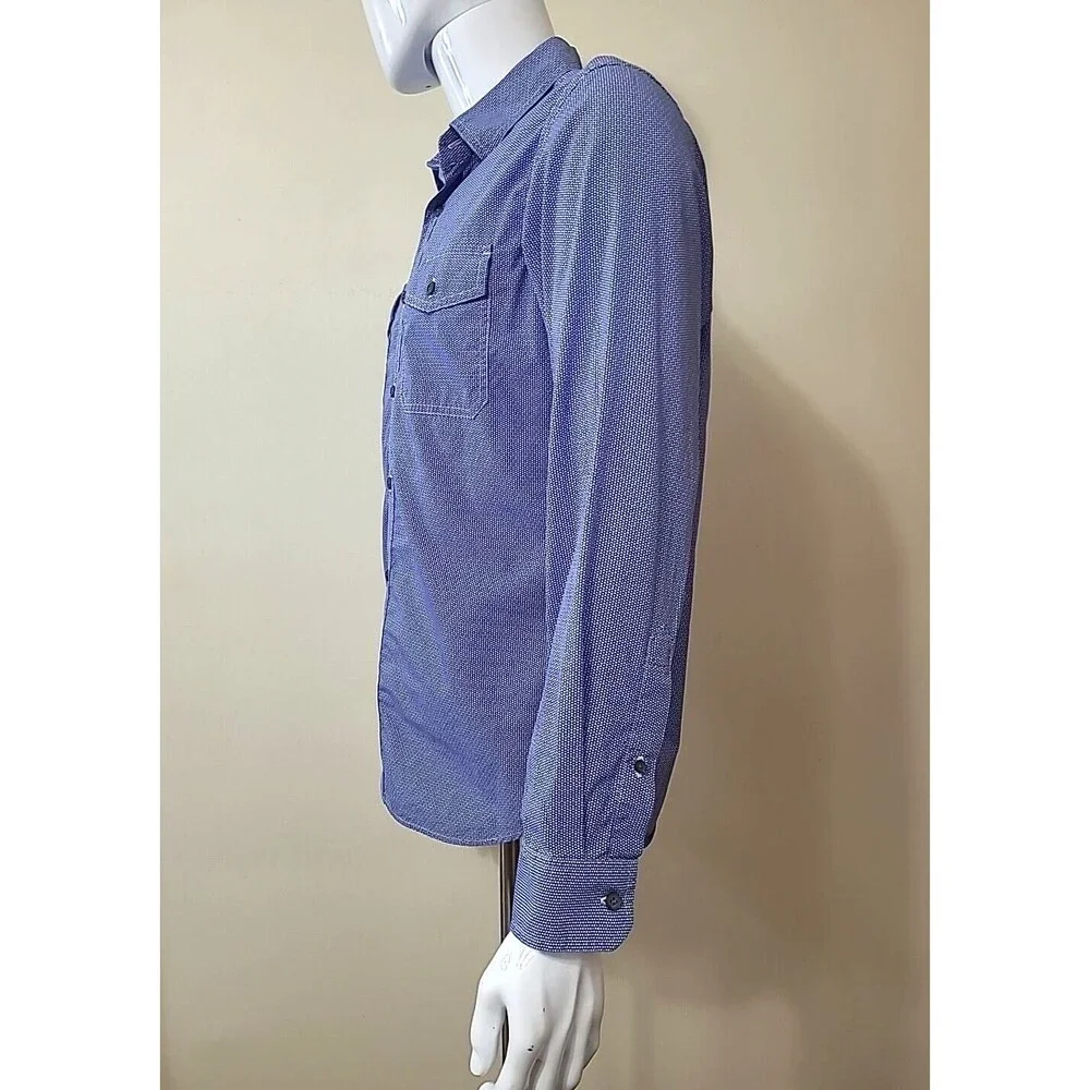 Banana Republic Men's Button Up Shirt Size Medium 15-15.5 Blue Geometric Print